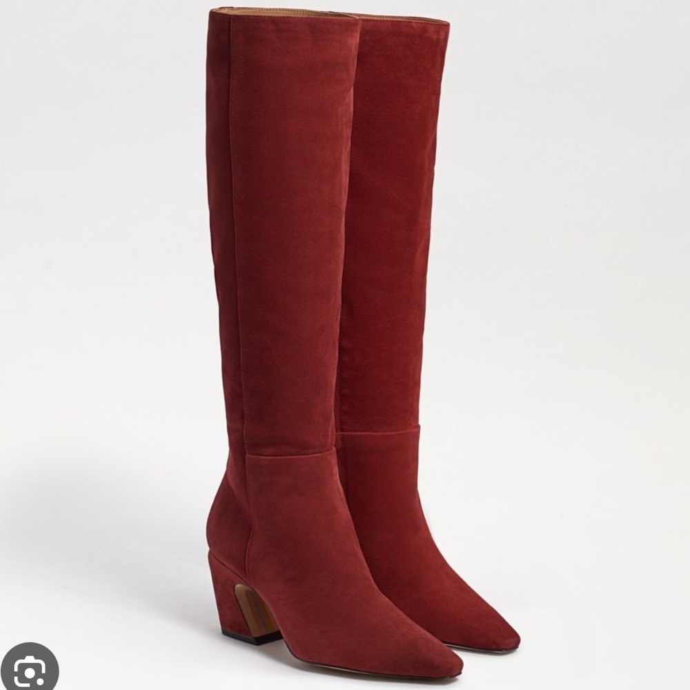 Sam Edelman red suede knee boots